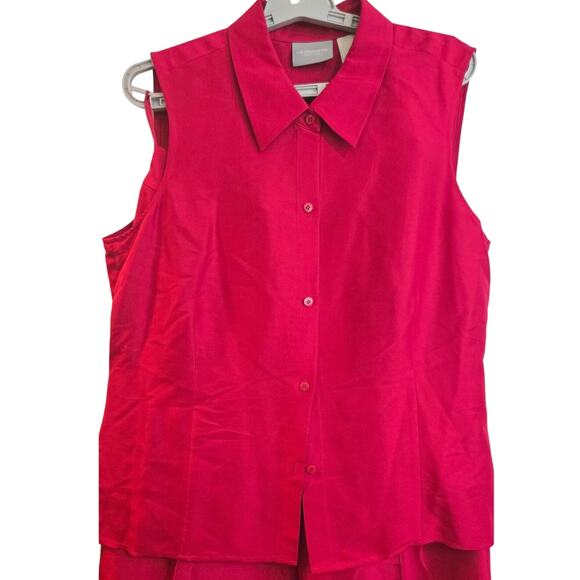 Liz Claiborne Women's Size 16 Two Piece Silk Vest & Pants Set Red Career Outfit - Picture 3 of 12